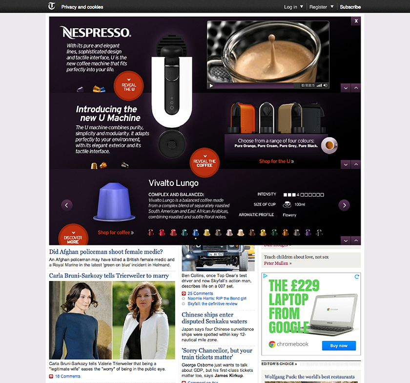 Nespresso Cascade - final design in situ