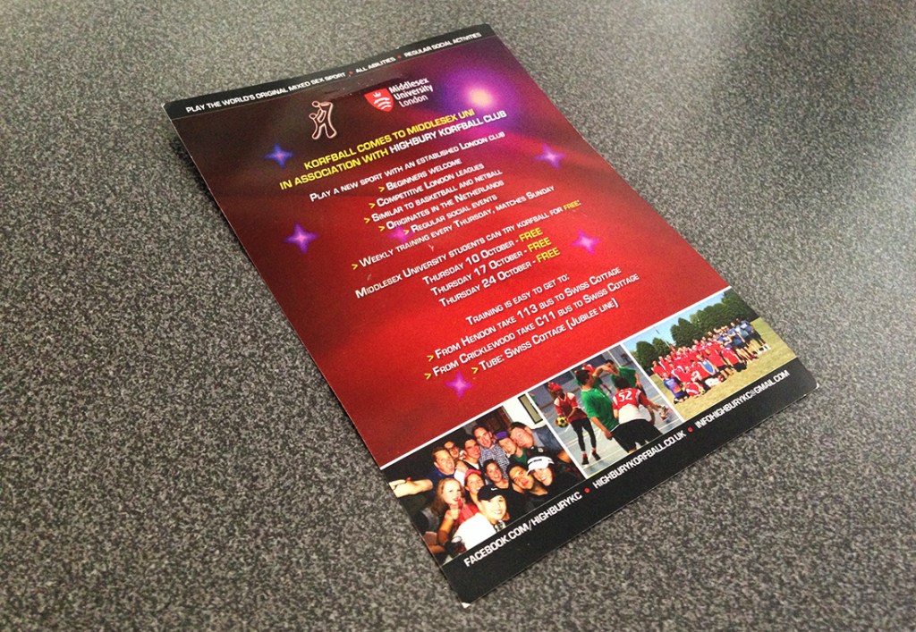 Highbury Korball Club leaflet - final printed piece (back)