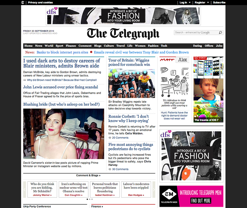 DFS - homepage takeover